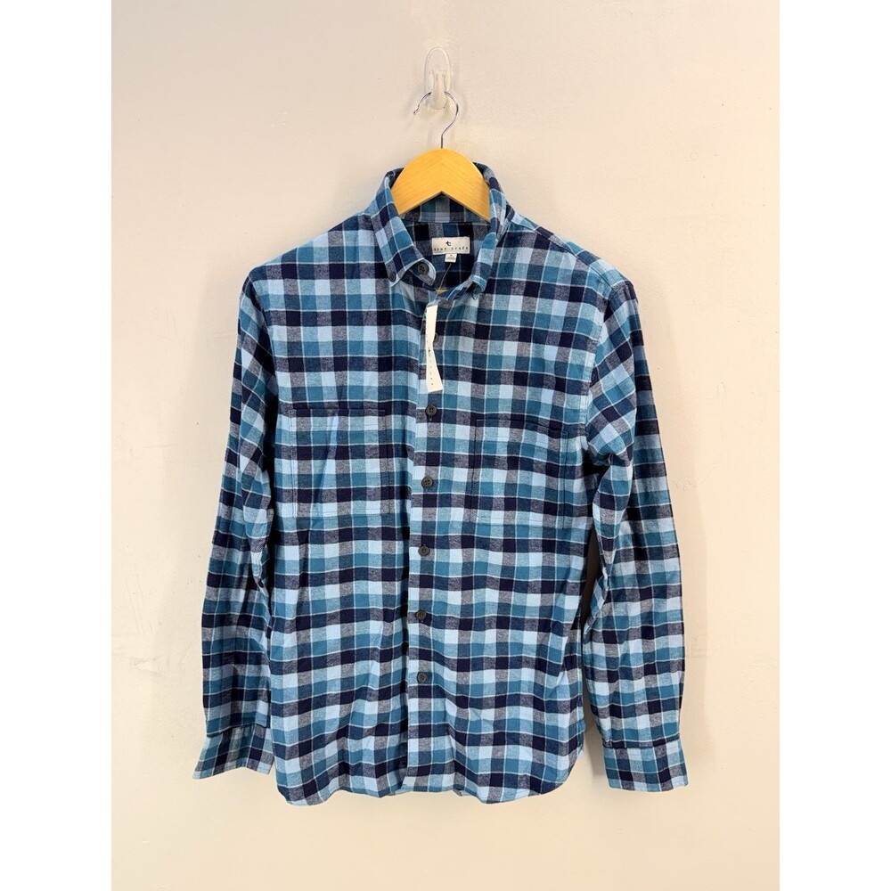 New True Craft Blue Plaid Long Sleeve Flannel Soft Cotton Button Up Shirt Small